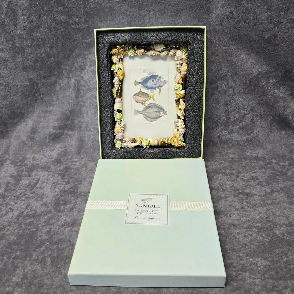 Sanibel Austrian Crystal by Two's Company Seashell Encrusted 5x7 Picture Frame
